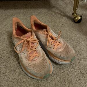 Hoka Women's Coral and Mint Sneakers